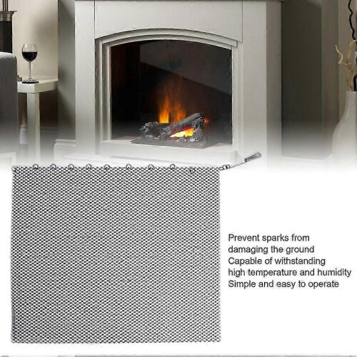 (A) Fireplace Screen Spark Proof Moisture Resistant Curtain 2