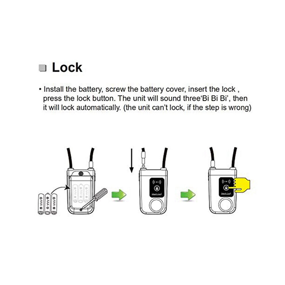 2X Chain Lock Bike/Motorcycle/Gate/Door Keyless Lock With Anti Theft Alarm 110Db Phone App Control Black 6031861938267