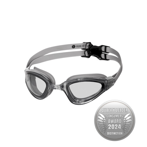 Graue Schwimmbrille, Antibeschlag, UV-Schutz