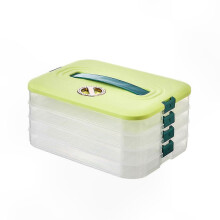 (4, green) Stackable Snack Organizer with Lid and Handle for Cookies Dumplings Desserts Storage and Transport Container Food Carrier Box