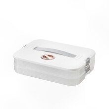 (2, white) Stackable Snack Organizer with Lid and Handle for Cookies Dumplings Desserts Storage and Transport Container Food Carrier Box