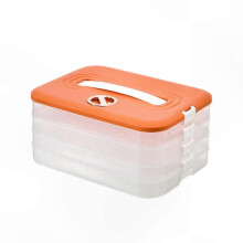 (4, orange) Stackable Snack Organizer with Lid and Handle for Cookies Dumplings Desserts Storage and Transport Container Food Carrier Box