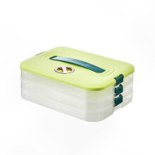 (3, green) Stackable Snack Organizer with Lid and Handle for Cookies Dumplings Desserts Storage and Transport Container Food Carrier Box