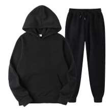 (XL, Noir) Ensemble de surv??tement ?? capuche et cordon de serrage 2026 pour la course, la marche et la salle de sport.