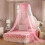 (Pink) Elegant Lace Bed Canopy Mosquito Net- Hung Dome 1