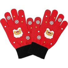 Christmas Gloves Full Finger Elastic Santa Claus Touchscreen Snowflake Weather Thermal Washable Gloves for Cold Red