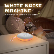 (white, 5W) Portable Smart Sleep Aid Machine with White Noise, Night Light, Music & Soothing Lights for Home & Travel
