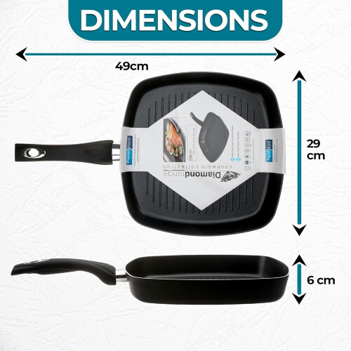 28cm Square Non-Stick Griddle Pan | 3.5mm Induction Grill 1