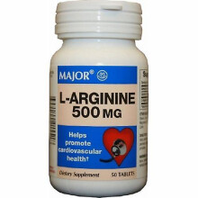 Major Pharmaceuticals Dietary Supplement Major L-Arginine 500 mg Strength Tablet 50 per Bottle ,Count of 1