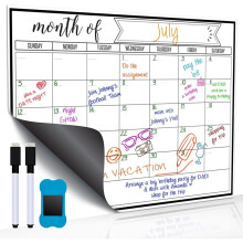 Dry Erase Calendar Board for Refrigerator, Magnetic Monthly & Weekly Whiteboard Planner