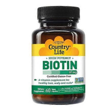 Country Life Biotin,10 mg ,60 Caps (Pack of 6)