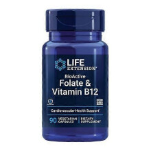 Life Extension Folate and Vitamin B12, 90 Vcaps (Pack of 1)