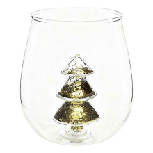 (Golden 350ml) Creative Festival Tree Glass Water Cup 3D Festival Colored Glitter Cup