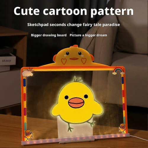 (Rabbit) Cartoon Glow Drawing Board LED Light Up Writing Tablet Kids Gift Set 1