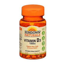 Sundown Naturals High Potency Vitamin D3,1000 IU ,100 caps (Pack of 3)