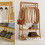Bamboo Clothes Rail with 2 Shelves 4