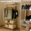 Bamboo Clothes Rail with 2 Shelves 7