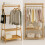 Bamboo Clothes Rail with 2 Shelves 8