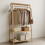 Bamboo Clothes Rail with 2 Shelves 2