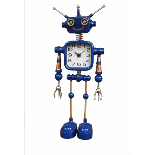 Steampunk Metal Robot Clock Vintage Industrial Desk Table Clock Decor
