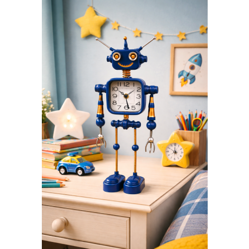 Steampunk Metal Robot Clock Vintage Industrial Desk Table Clock Decor 2
