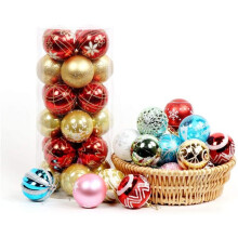 24Pcs 6cm Christmas Baubles Shatterproof Plastic Christmas Tree Decorations Christmas Balls Ornament Hanging Pendants Holiday Party Festival