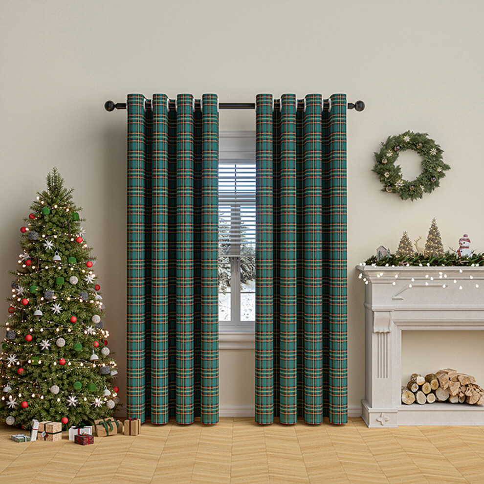 Check Plaid Curtains Scottish Tartan Striped Xmas Decorative Window Curtain Panel Filtering Farmhouse Grommet Drapes For Kitchen Livin Light 3545974770032