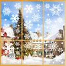 Christmas window pictures, 228 snowflakes window stickers, Christmas decoration windows, window stickers, PVC window decoration, self-adhesi
