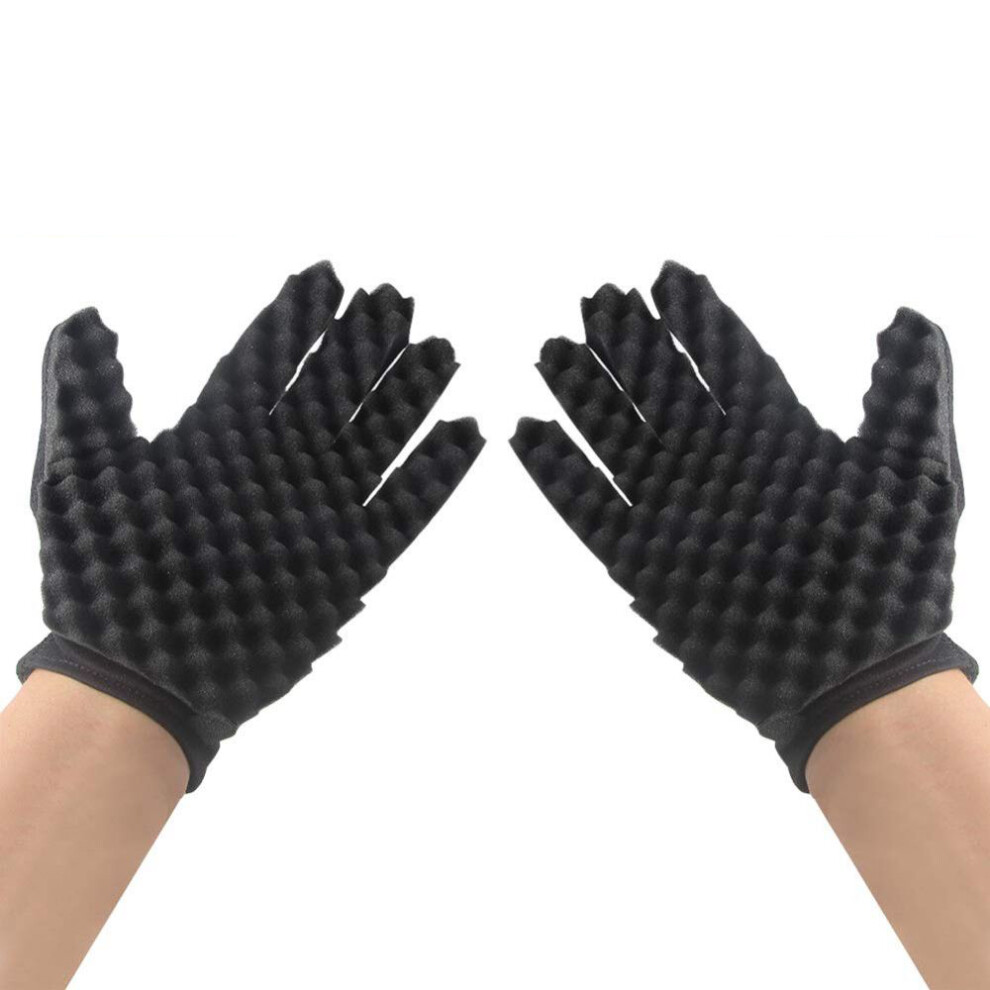 Hair Brush Sponge, Diy Double Side Mode Curls Coil Magic Tool Wave Barber, Hair Brush Sponge Hair Curler Gloves Black 3545974770056