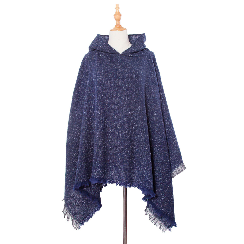Women's Plaid Hooded Cape Shawl Blanket Poncho Hoodie Cape Shawl With Tassels 3545974770957