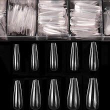 Long Fake Nails - Clear Acrylic Nails Coffin Shaped Ballerina Nails Tips 500pcs Full Cover False Nail Artificial Nails with Case for Nail Sa