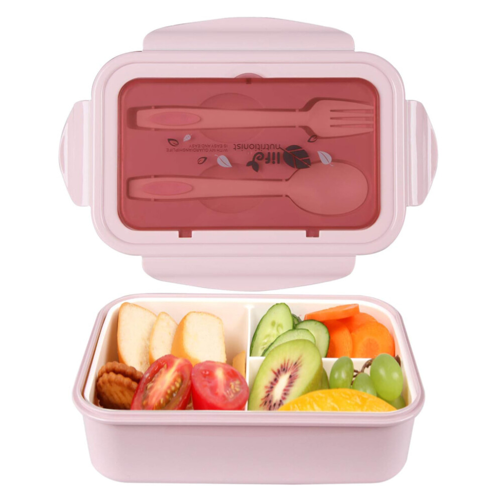 Lunch Box, Bento Boxes, Lunch Box, Leak Proof Lunch Boxes Kids And Adults, Bento Lunch Boxes With 3 Compartments And Cutlery Green/Pink 3545974771589
