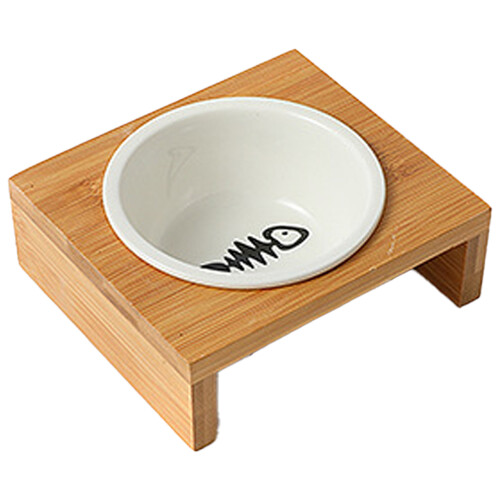 Pet Dining Table with Removable Ceramic Bowls, Tilted Orthopedic Feeding Dishes for Comfortable Feeding
