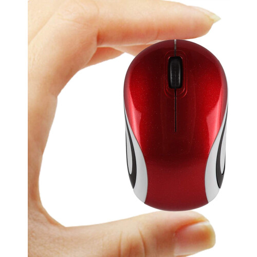 Mini-Funkmaus, Kindergröße, optisch, tragbar, mit USB-Empfänger, rot