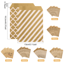 100 Candy Stick Bags Paper Bags Candy Bags Easter Wedding Supplies Kids Birthday 2 Designs Each with 50 Gift Bags (Stripes and Clover)