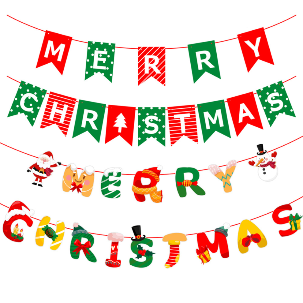 2Pcs Merry Christmas Banner Christmas Theme Party Decoration C 3545974778229