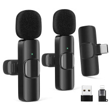 Drahtloses Lavalier-Mikrofonsystem, Ansteckmikrofon mit geringer Latenz für nahtlose Audioaufnahmen, Plug & Play für Android und iOS
