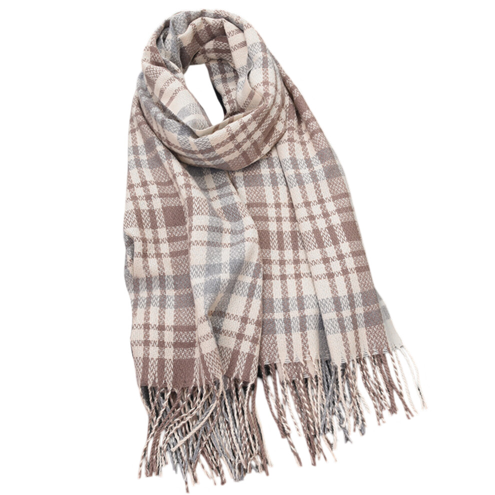 Women's Fashion Long Shawl Big Grid Printed Fringe Winter Warm Lattice Large Scarf 3545974773248