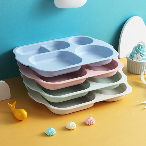 Reusable Compartment Plates, Unbreakable Divided Plates For Kids Adults, Lightweight Portable Design With Thickened Handle, Stackable Storag 2