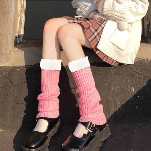 Damen-Beinwärmer-Socken aus einfarbigem Rippstrick 1