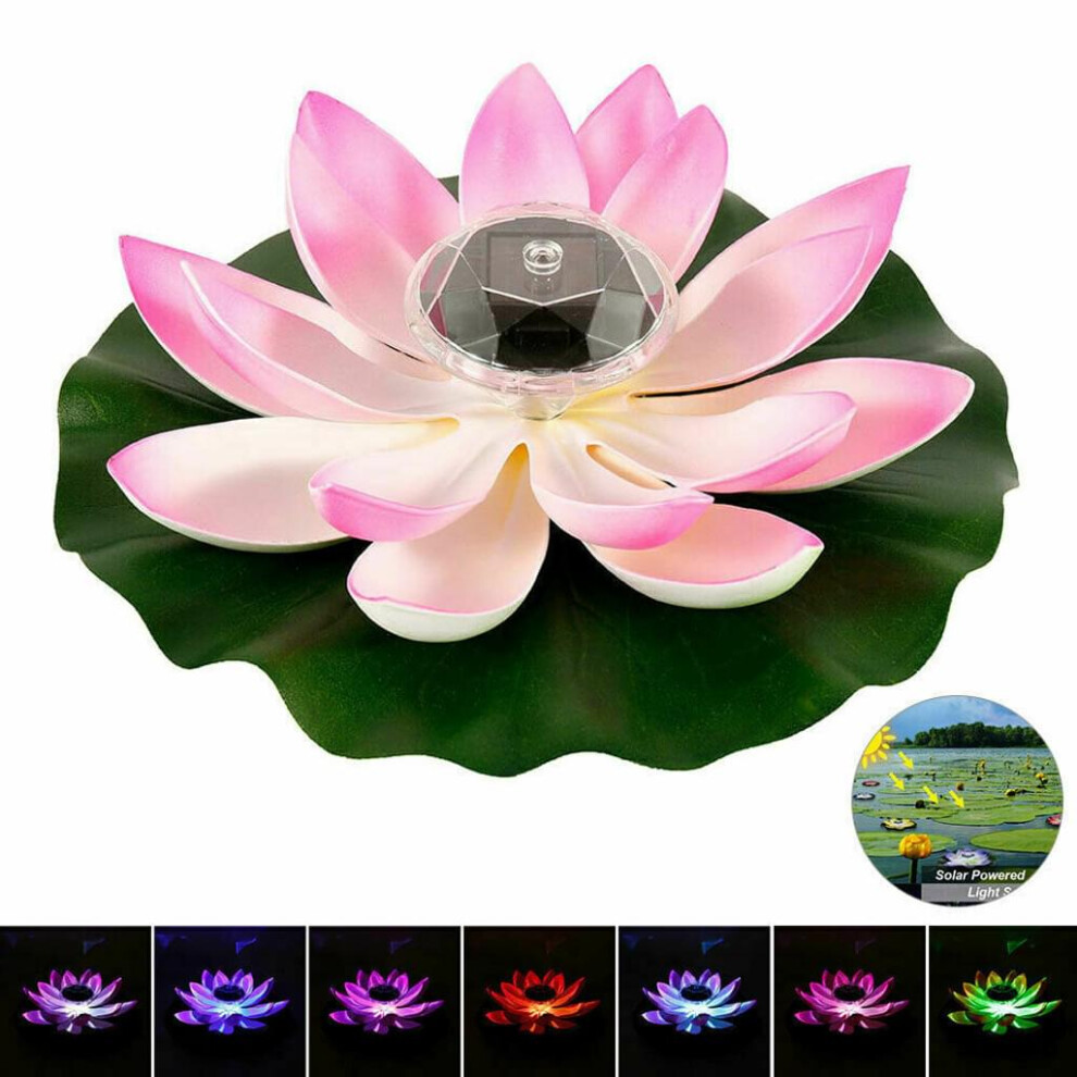 Solar-Powered Led Waterproof Floating Lotus Color-Changing Decorative Lamp For Garden, Pool, And Pond Light 3545974774467