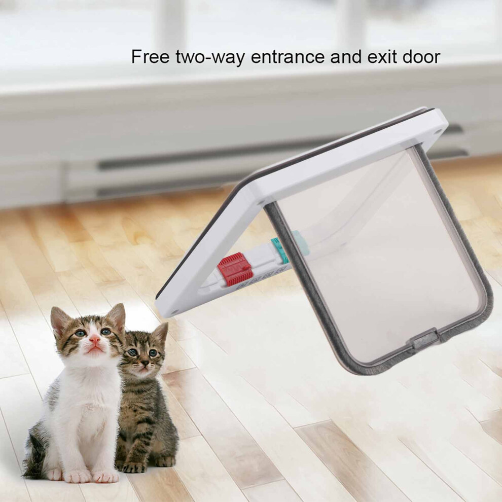 Weatherproof Cat Flap, Safety Pet Door With 4 Way Lock, Transparent Flip Cover Ensures Easy Visibility For Your Pet 3545974783339