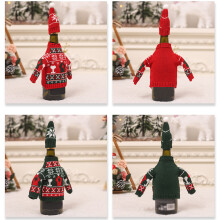 Christmas Wine Bottle Cover Christmas Party Ornaments Wine Bottle Toppers Dress Knitted