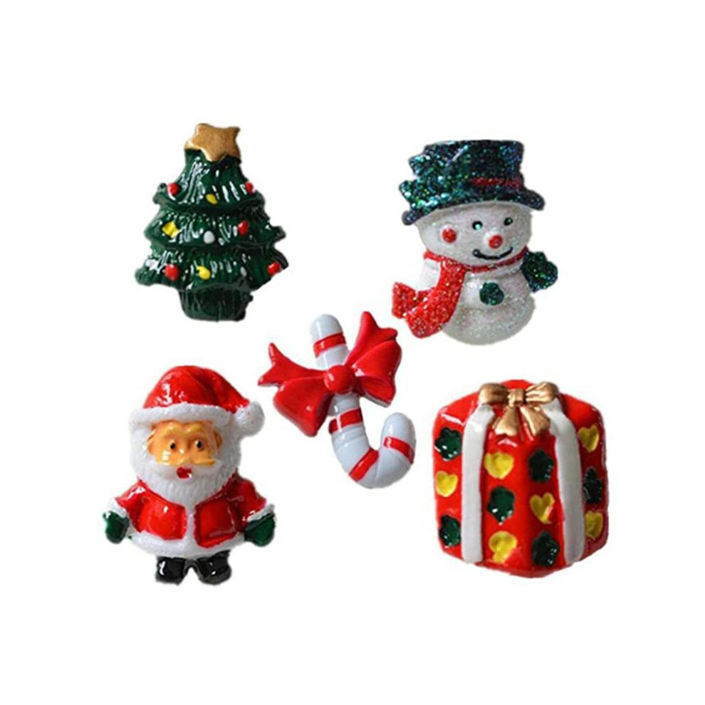 Christmas Decorations Resin Snowman Santa Claus Christmas Tree Candy Cane Miniature Ornaments Decoration Diy Accessories - 15 Pieces White 3545974785517