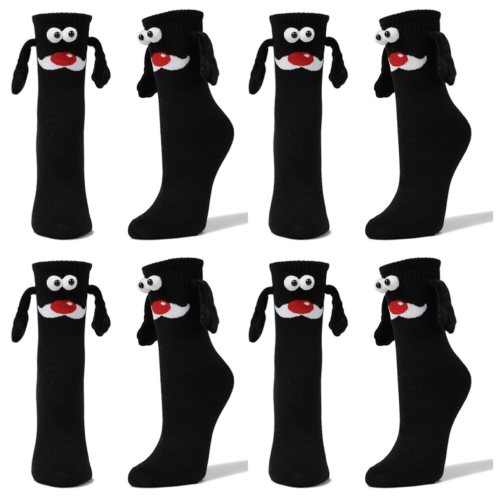 4 Pairs Christmas Holding Hands Socks Magnetic Hand In Hand Socks Funny 3D Doll Friendship Socks Women Men Holiday Gift Socks 3545974788044