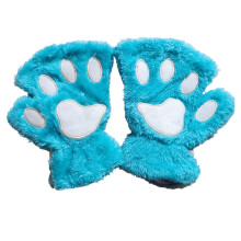 Cat Claw Bear Paw Fingerless Winter Plush Gloves