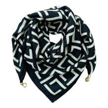 Women's Silk Cotton Scarf Necklace Magnetic Buckle Water Diamond Small Necklace Collar Chain Headpiece Pendant Scarf