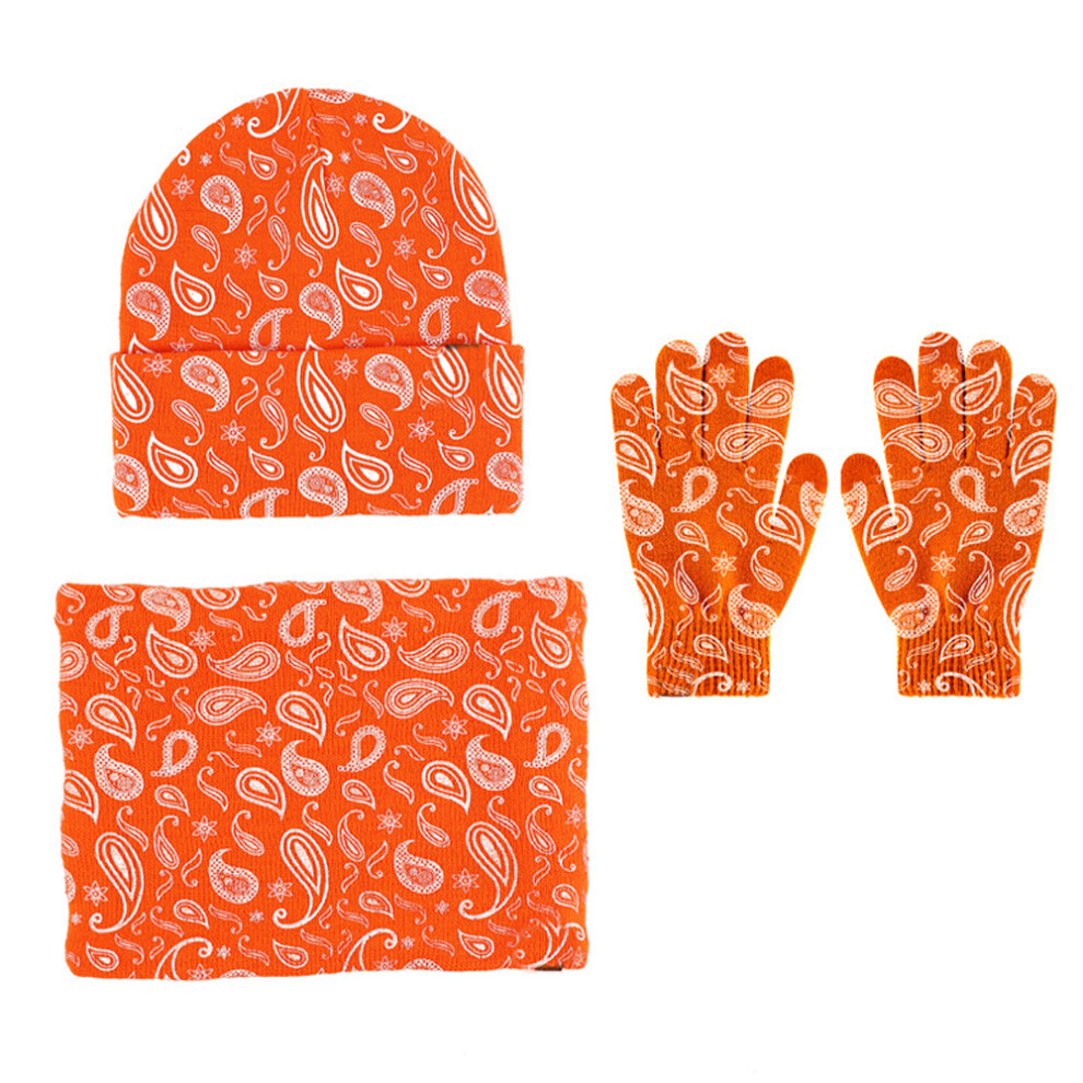 Winter Hat Scarf Gloves Beanie Snow Knit Skull Cap Touch Screen Mittens Circle Scarves For Women 3545974781298