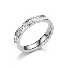 4mm Women Titanium Eternity Ring Cubic Zirconia Anniversary Wedding Engagement Band Size 5-8