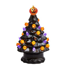 Albero di Halloween in ceramica illuminato, decorazione da tavolo per Halloween, zucca luminosa per Halloween.